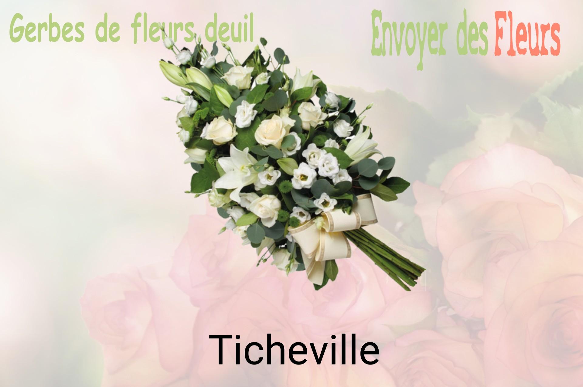 Gerbe de fleurs de deuil livrée à Ticheville